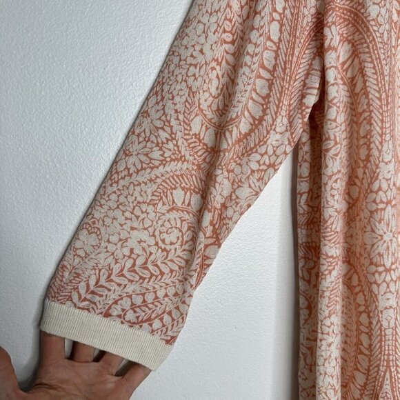 Talbots Cardigan Sweater Linen blend open front Paisley Size 1X - Picture 2 of 9